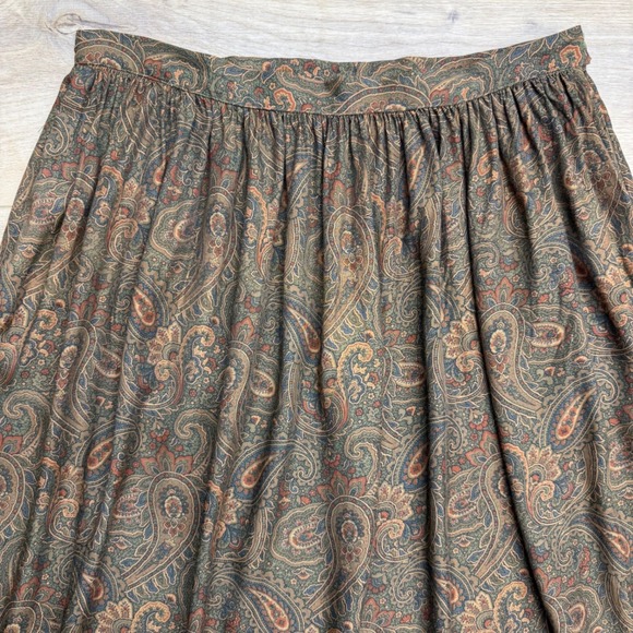 Vintage Brown Paisley Midi Skirt Dark Academia A Line Chaus Old Money Twee - Picture 4 of 11